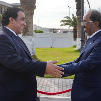 المنفي يبحث مع رئيس الصومال تنسيق المواقف في المحافل الأفريقية والدولية